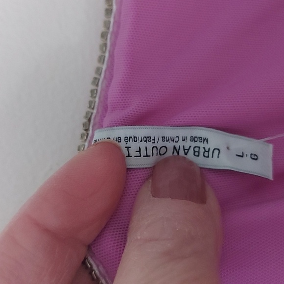 NWT Urban Outfitters Sunny Velvet Empire Waist Mini Dress Pink Size Large - Picture 8 of 10